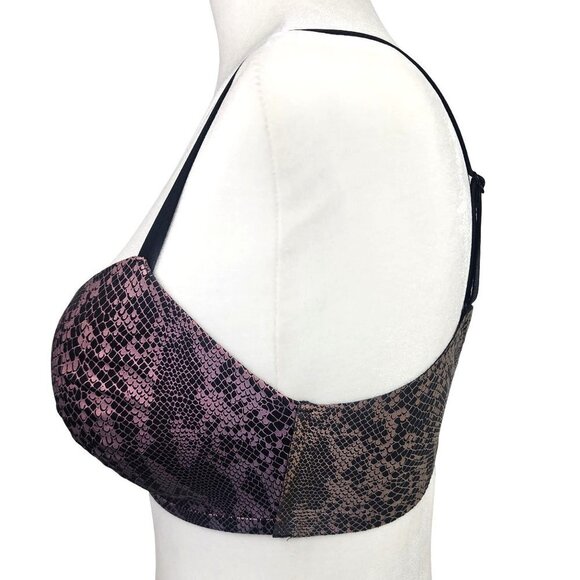 NEW Victoria's Secret Padded No-Wire Push Up Bra Pink Snake Print 32DD - Picture 5 of 12